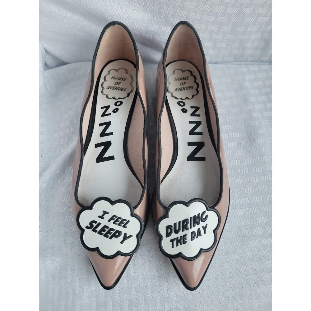House of Avenues Pink Patent Sleepy Day Pointed Toe Scallop Flats 37M US 6.5